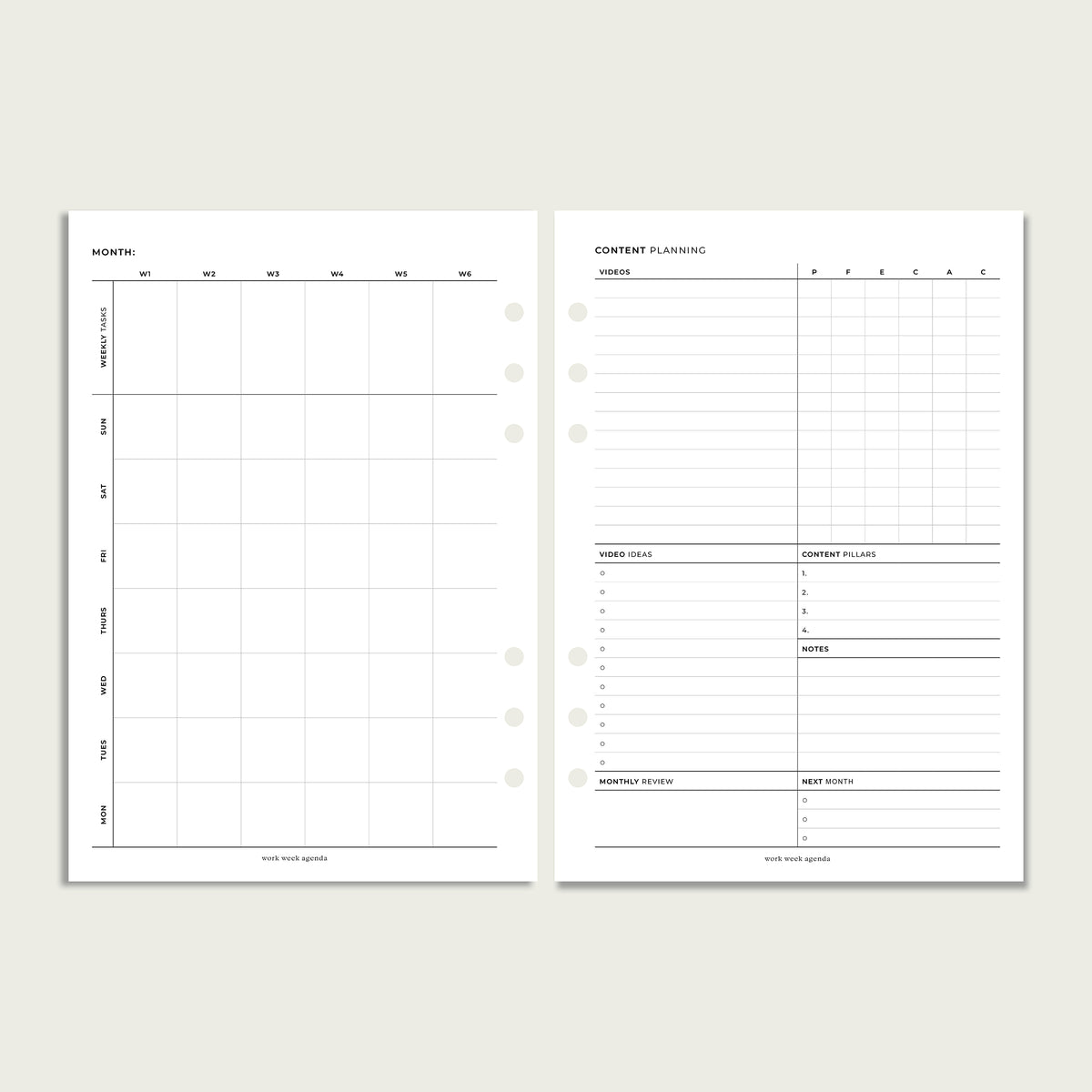 Content Monthly Planner Planner Insert | A5 Rings