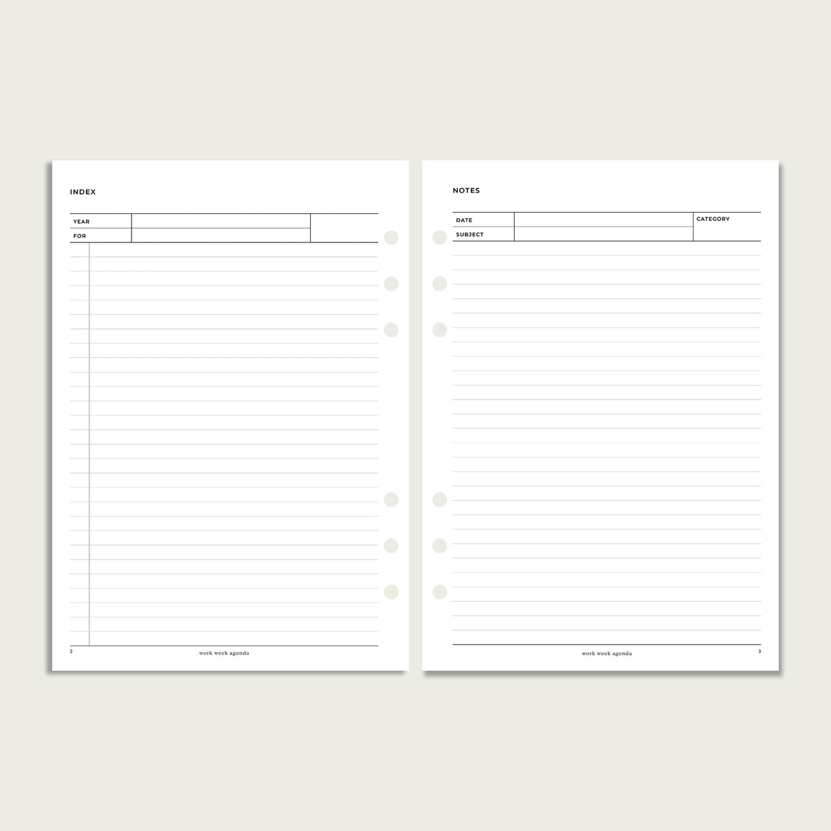Notes Planner Insert | A5 Rings