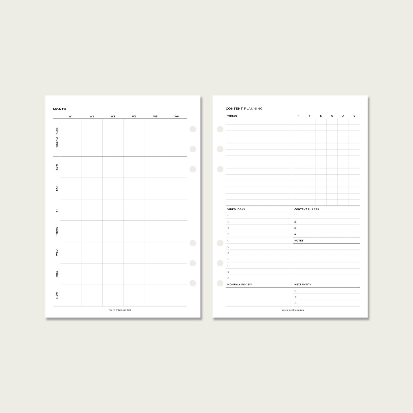 Content Monthly Planner Planner Insert | A5 Rings