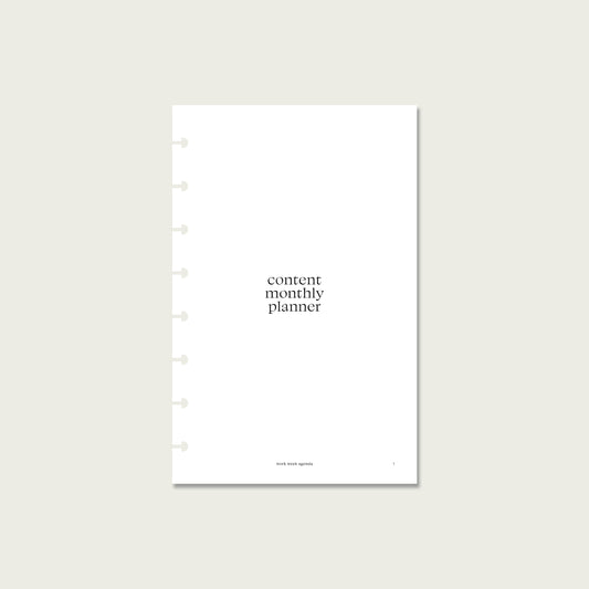 Content Monthly Planner Planner Insert | Half Letter Discbound