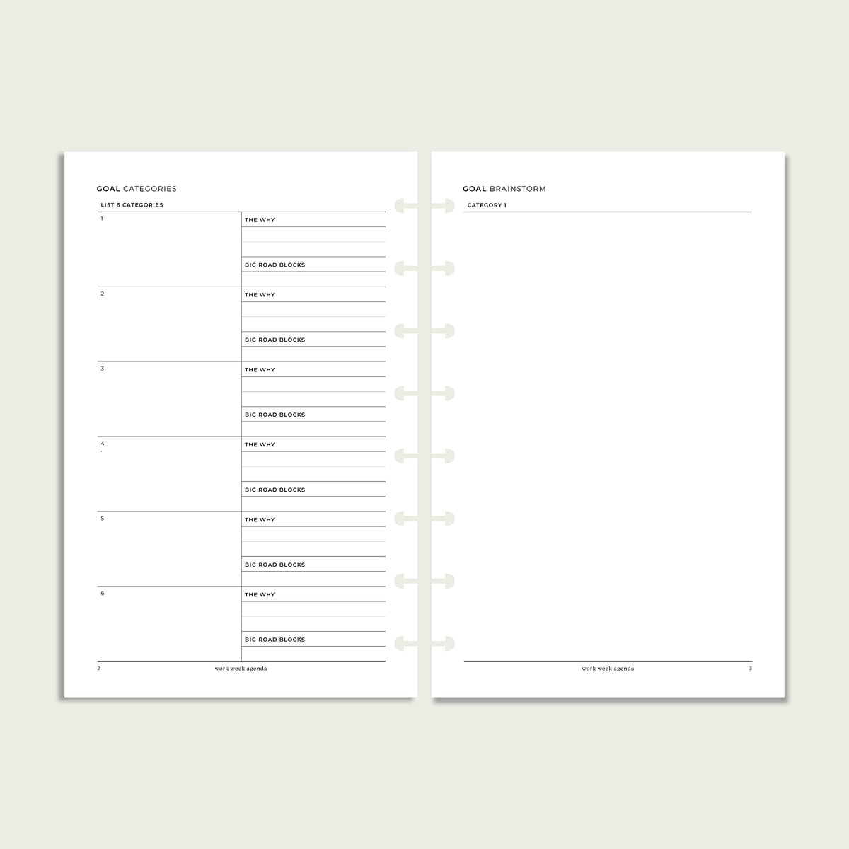 Goal Planning Planner Insert | Half Letter Discbound