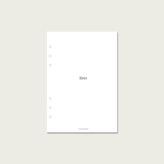 Lists Planner Insert | A5 Rings