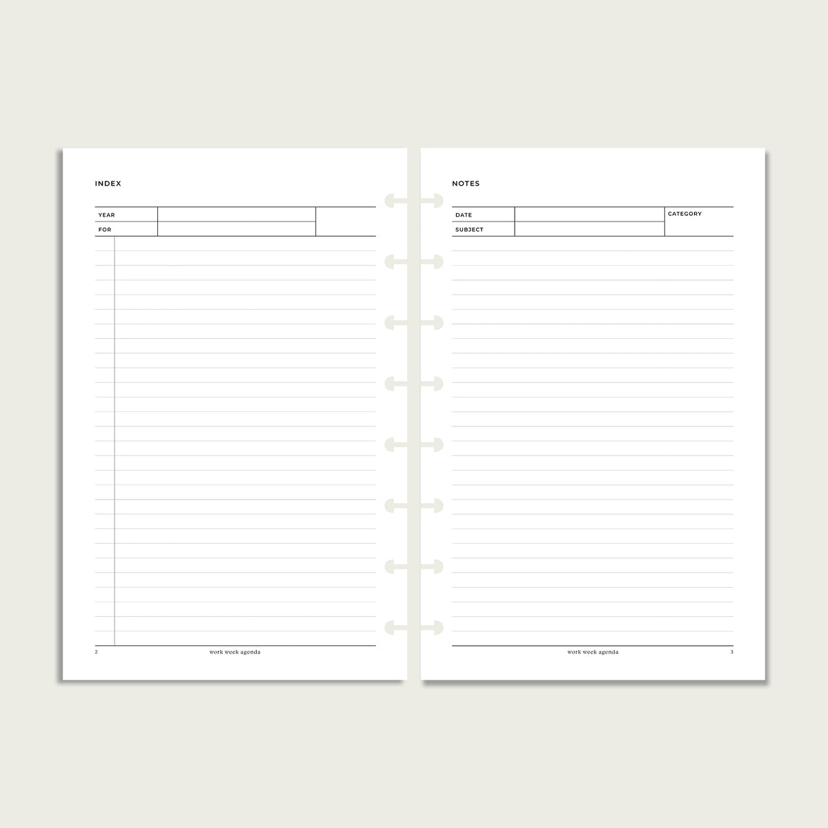 Notes Planner Insert | Half Letter Discbound