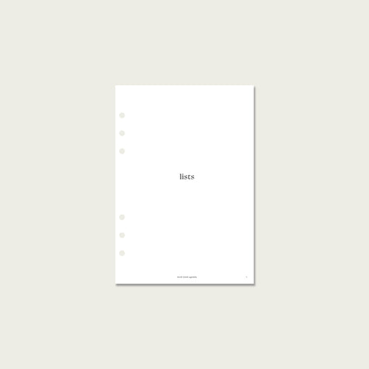 Lists Planner Insert | A5 Rings