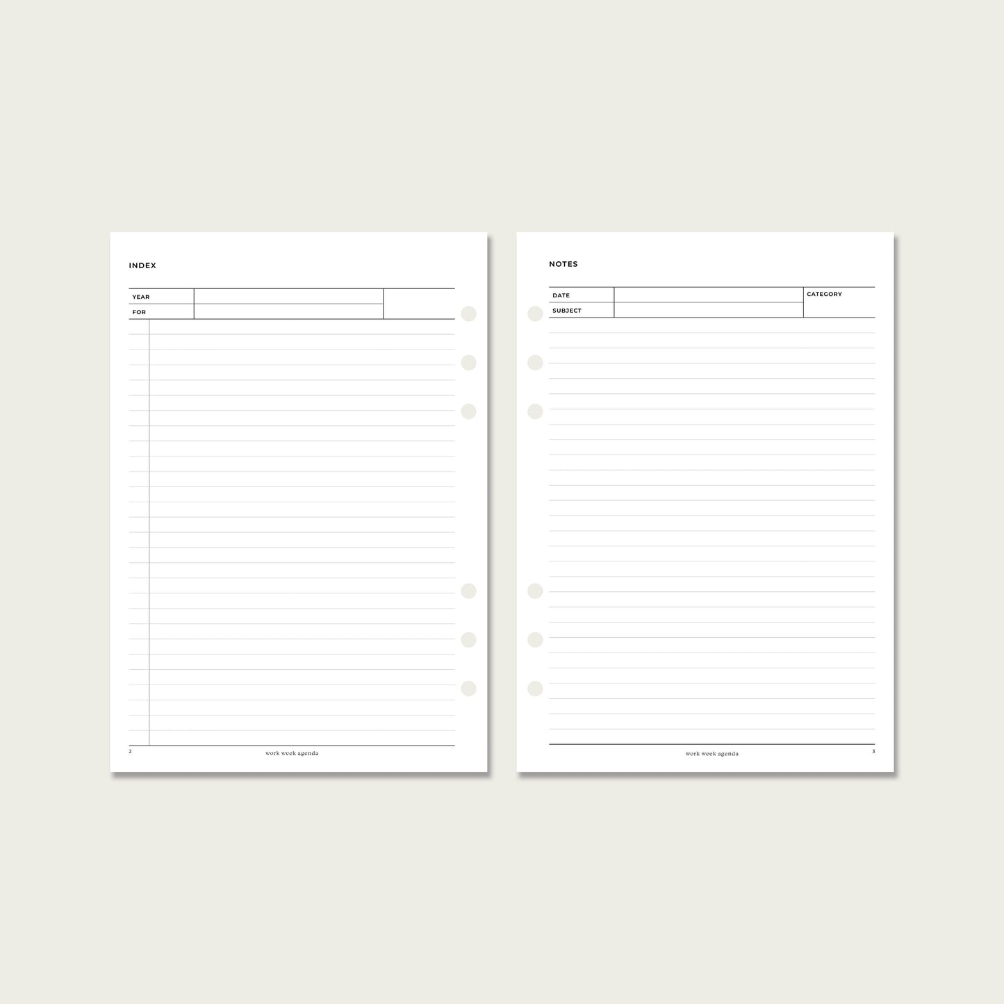 Notes Planner Insert | A5 Rings