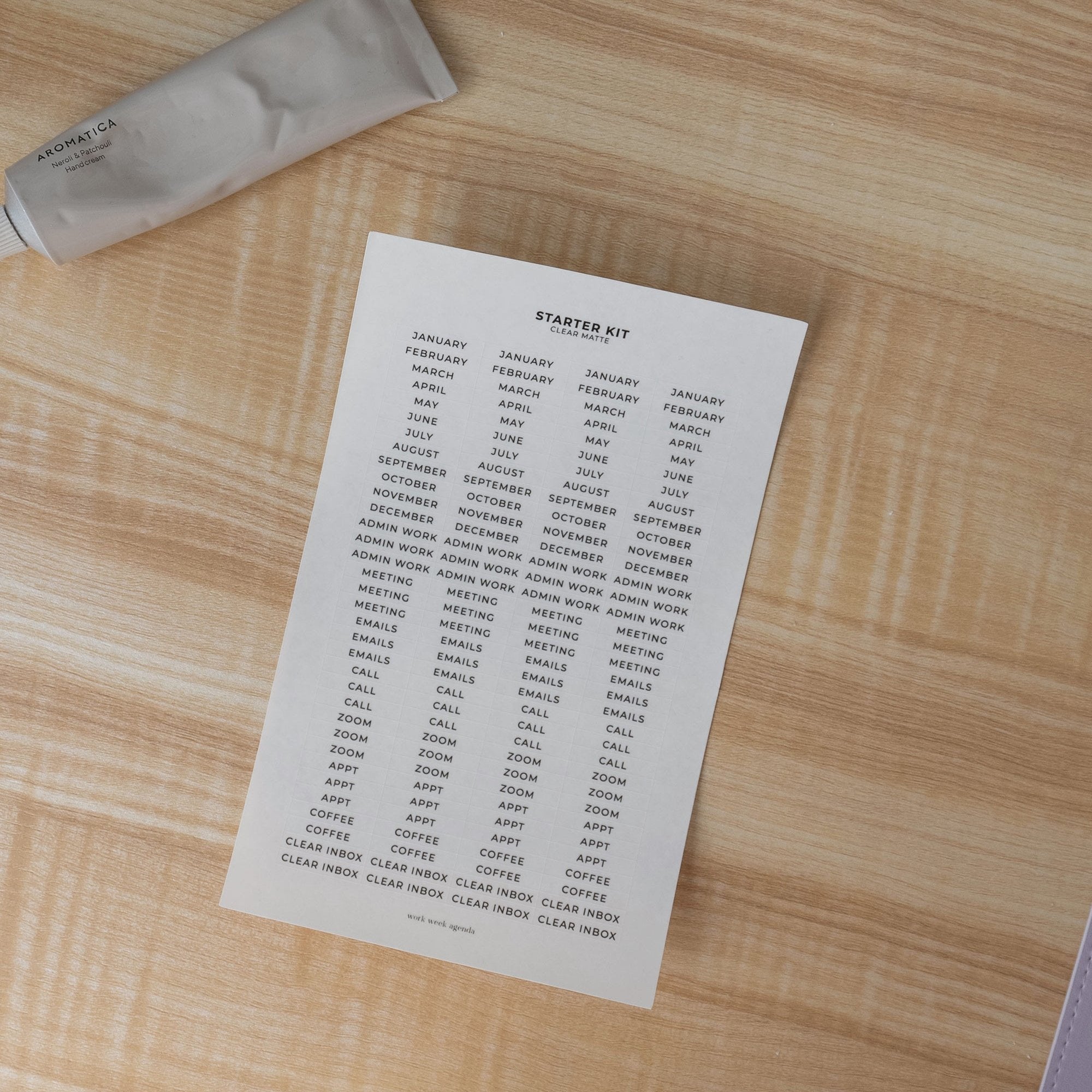 Starter Kit Label Stickers – Work Week Agenda